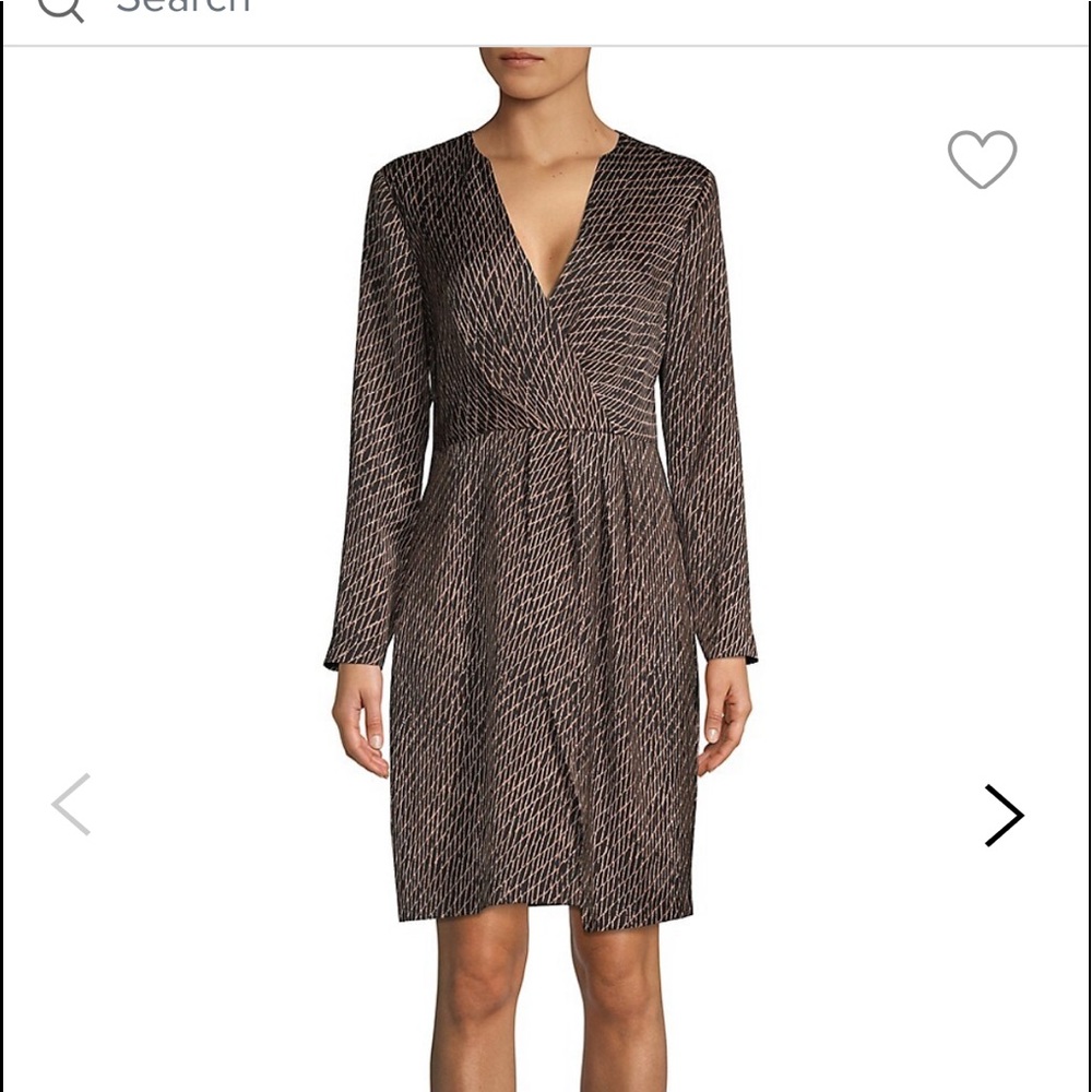 NWT H Halston Faux Wrap Satin Fit-&-Flare Dress Size Large